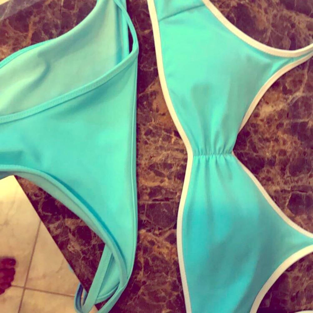 Aerie XS top small bottom light blue bikini